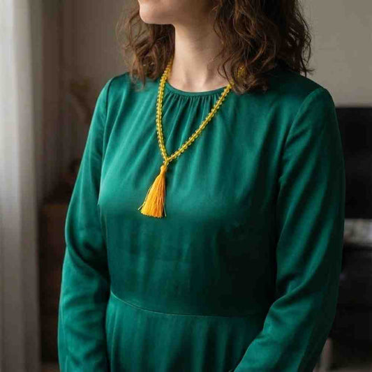 Citrine Dyed Mala Necklace 108 Mala Beads