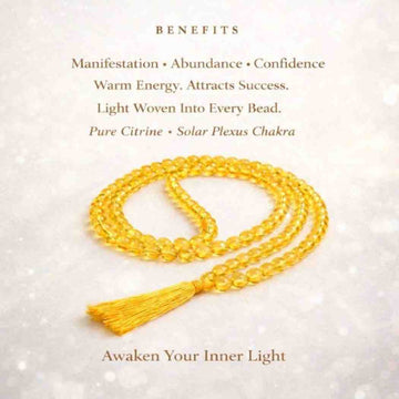 Citrine Dyed Mala Necklace 108 Mala Beads - 3