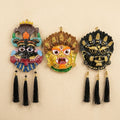 Narsingh Kirtimukh Divine Combo (Set of 3) – Black Tassel & Golden Glow Protection Decor