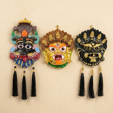 Narsingh Kirtimukh Divine Combo (Set of 3) – Black Tassel & Golden Glow Protection Decor - 1