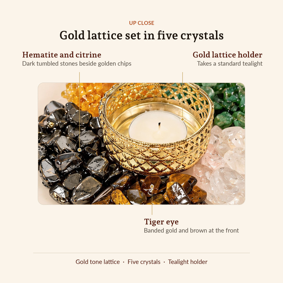 Dhan Lakshmi Deep (Five Crystal Diya), up close