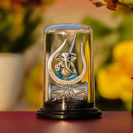 Divine Lord Ganesha Idol with Damru