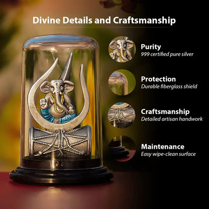 Divine Lord Ganesha Idol with Damru