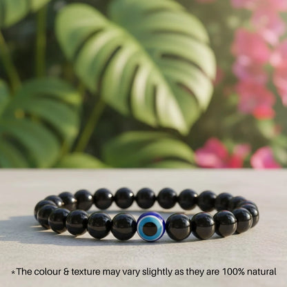 Evil Eye Bracelet with Black Obsidian