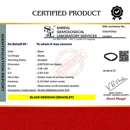 Evil Eye Bracelet with Black Obsidian