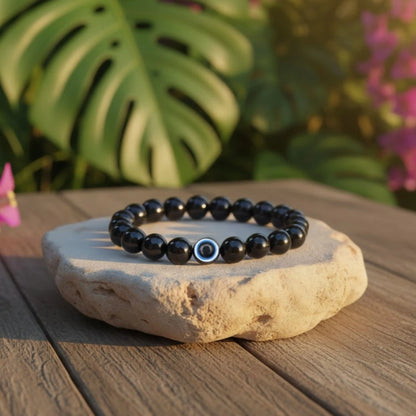 Evil Eye Bracelet with Black Obsidian