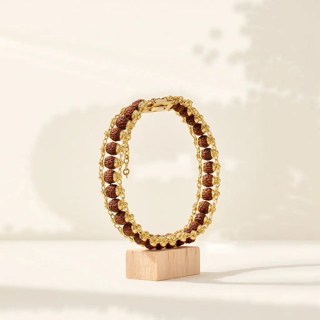 Gold plated 5 mukhi rudraksha bracelet - glance 3