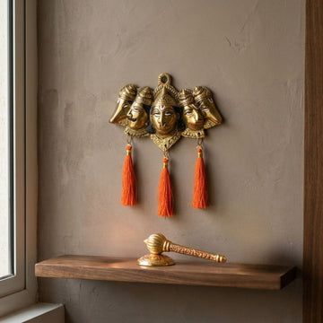 Panchmukhi Hanuman Wall Hanging with Hanuman Gada – Spiritual Vastu Decor for Home Entrance & Mandir - 1