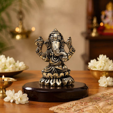 Ganpati Brass Idol – Handcrafted Antique Finish - 1