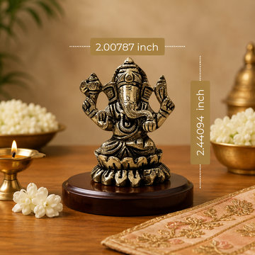 Ganpati Brass Idol – Handcrafted Antique Finish - 3