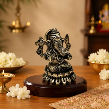 Ganpati Brass Idol – Handcrafted Antique Finish - 2