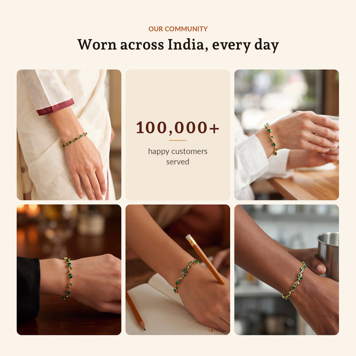Green Tulip Bracelet, worn across India