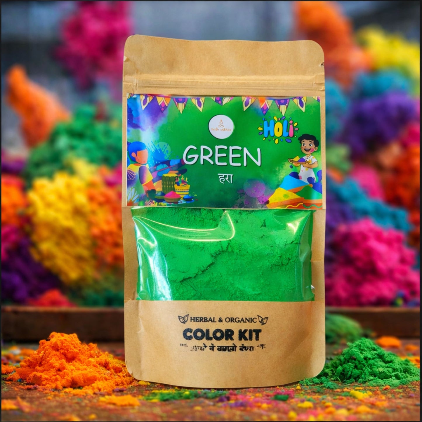 Organic Green Gulal – Divine Blessings of Shri Banke Bihari Ji (80 g)