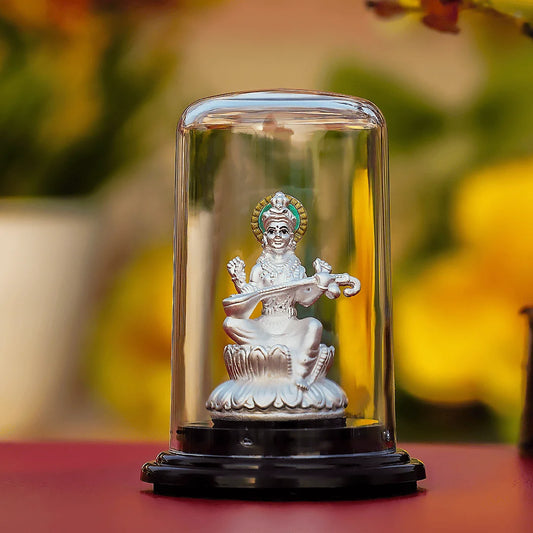 Goddess Saraswati Idol 999 Pure Silver