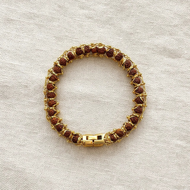 Gold plated 5 mukhi rudraksha bracelet - glance 2