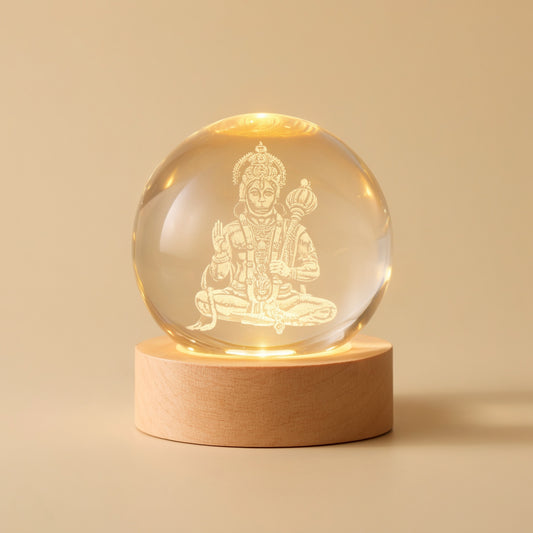 Hanuman Ji 3D Crystal Ball Lamp