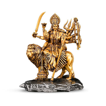 Gold-plated Durga Mata Idol (Size: 3.9 inches) - 1