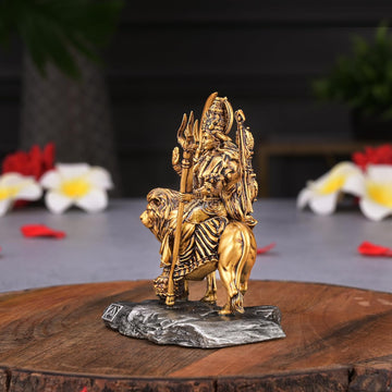 Gold-plated Durga Mata Idol (Size: 3.9 inches) - 3