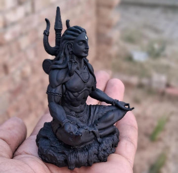 Shiv Sitting with Trishul Idol (Size: 3.5 inches) - 3