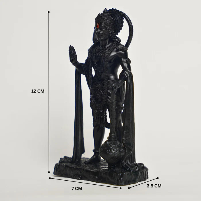 Standing Black Bahubali Hanuman Idol (Size: Approx. 10 cm)