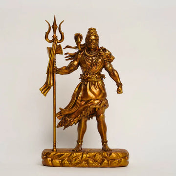 Golden Standing Shiv Idol (Size Approx 11 Inches) - 4