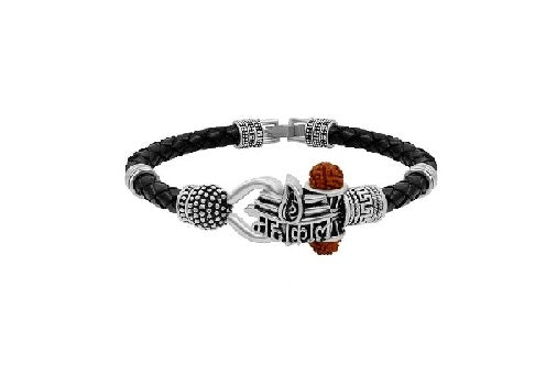Leather Mahakal Bracelet (Free Size)