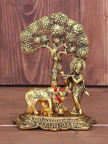 Krishna with Tree and Cow Idol (Approx 12 CM) - 1