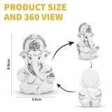White Silver Ganesh Idol (Approx 8.9 CM)