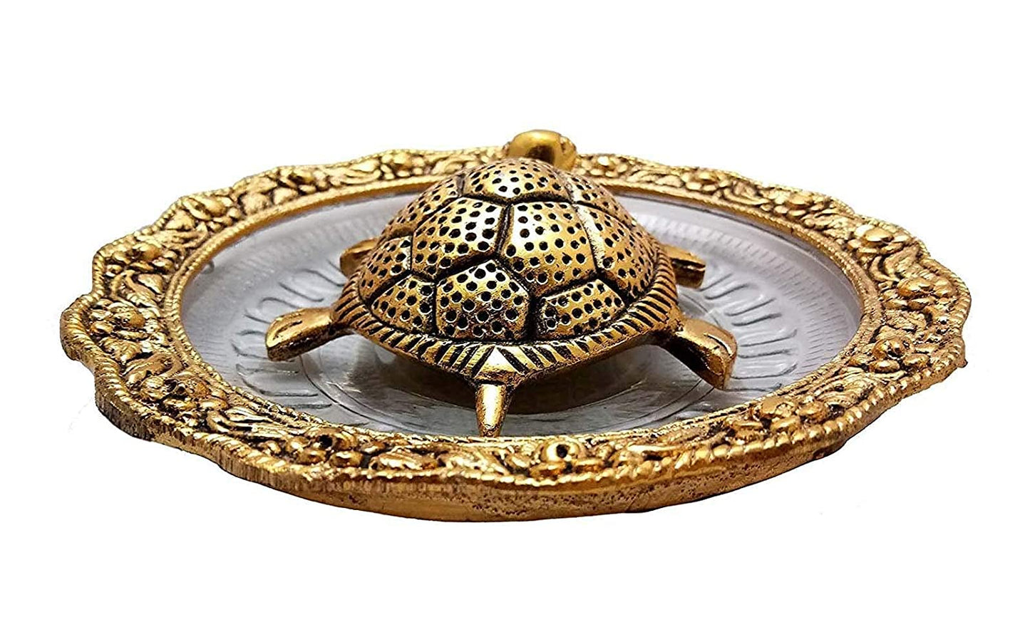 Golden Glass Tortoise Plate Size Approx 13.6 Cm