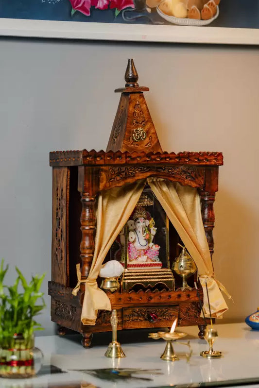 Handcrafted Wooden Temple for Home & Office