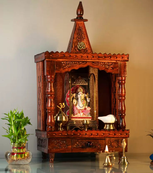 Handcrafted Wooden Temple for Home & Office