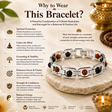 5 Mukhi Rudraksha &amp; Karungali Bracelet - 2