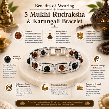 5 Mukhi Rudraksha &amp; Karungali Bracelet - 3
