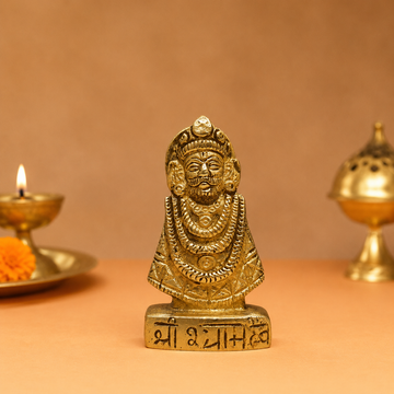 Khatushyam Ji in Brass – Antique Finish Divine Idol - 1