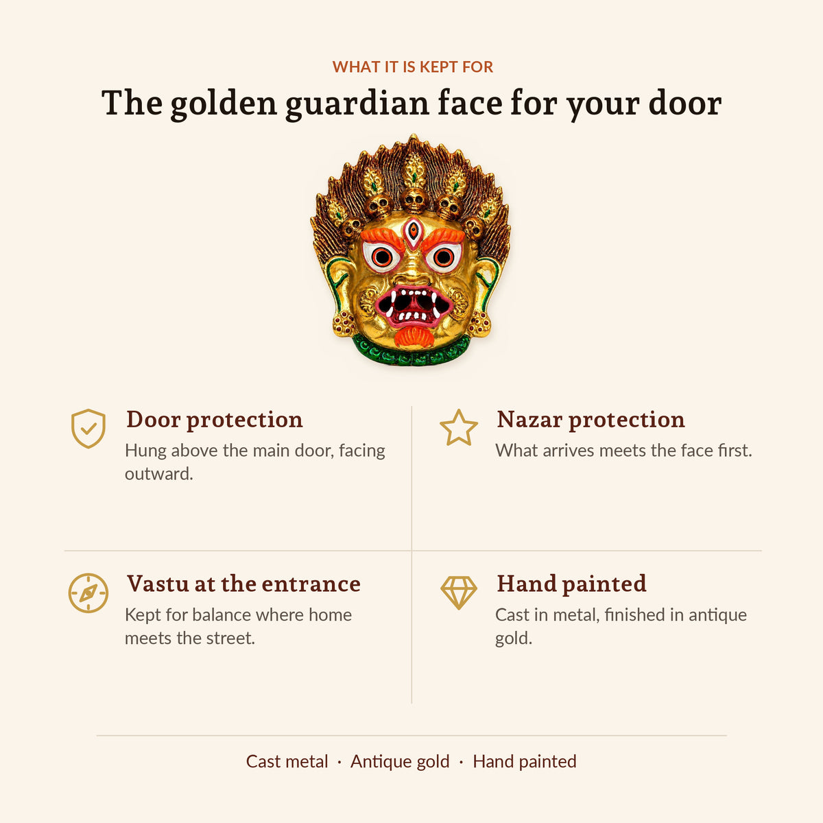 Kirtimukh Premium Wall Hanging (Golden Glow), what it is kept for