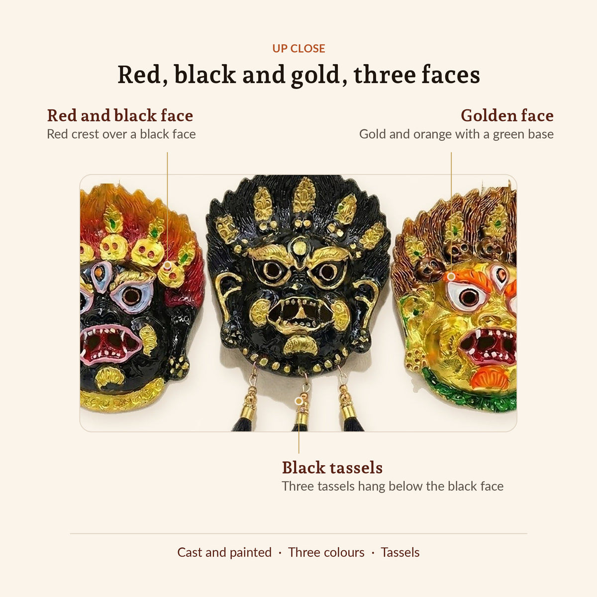 Kirtimukh Protection Combo (Set of 3), up close