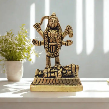Brass Kaali Maa Idol – Antique Finish - 1