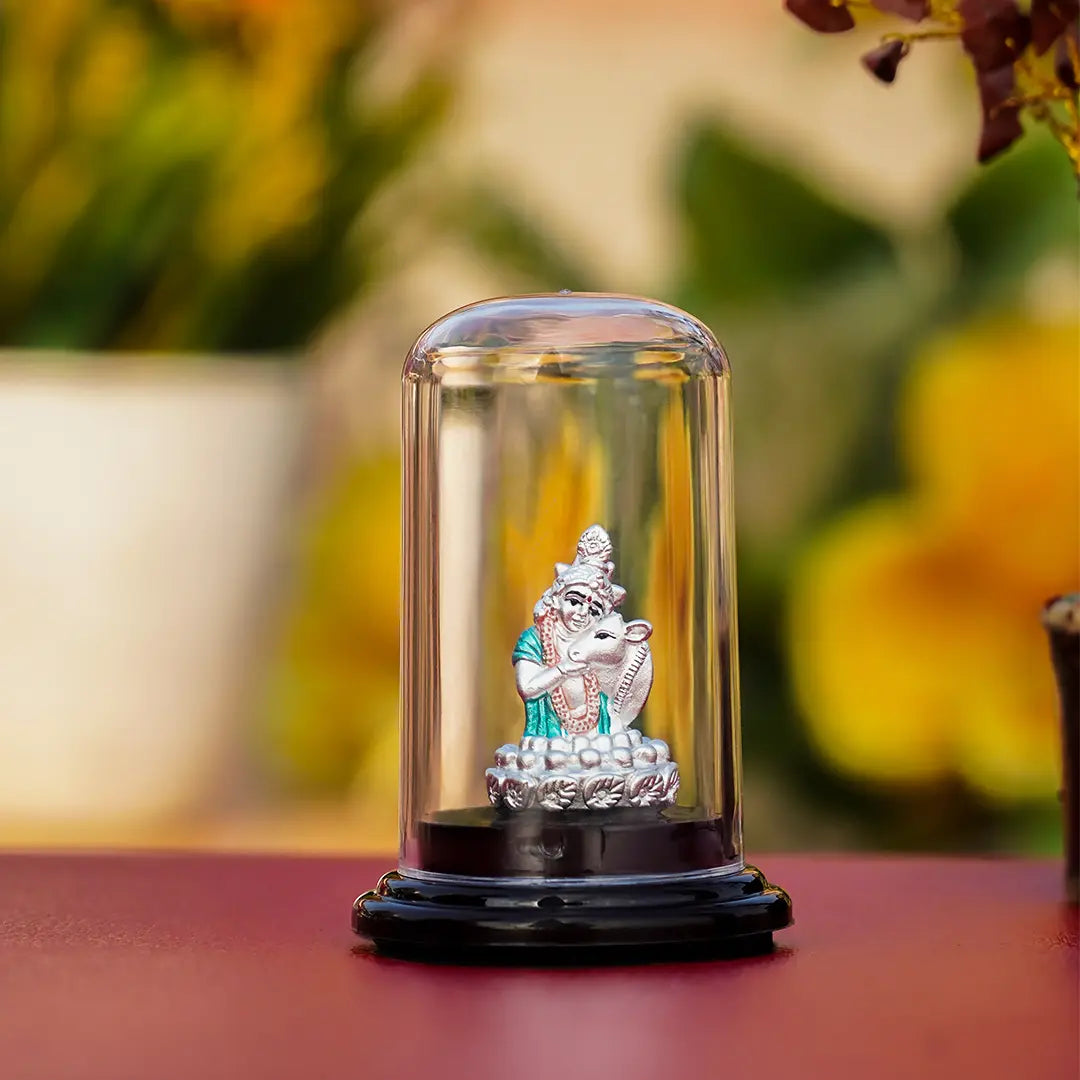 Divine Krishna & Cow Idol(999 Pure Silver)
