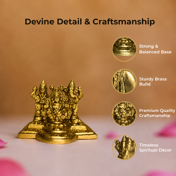 Lakshmi Ganesh Kuber Idol Set in Brass – Antique Finish - 4
