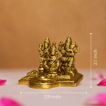 Lakshmi Ganesh Kuber Idol Set in Brass – Antique Finish - 3