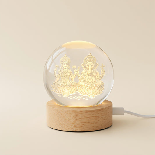 Lakshmi Ganesh Ji 3D Crystal Ball Lamp