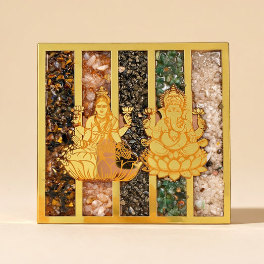 Lakshmi Ganesh Gemstone Frame