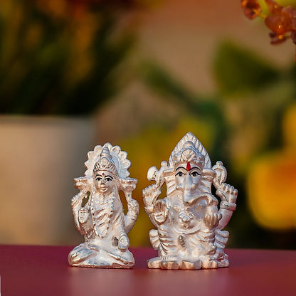 Laxmi Ganesh Ji Idol Set – 999 Pure Silver