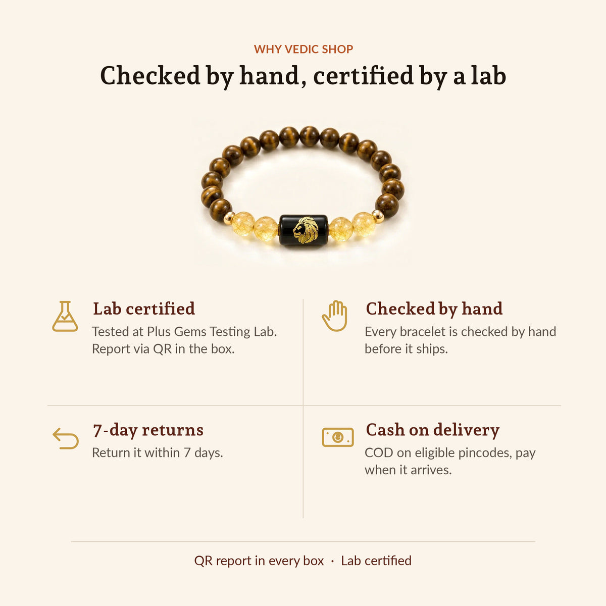 Leo Zodiac Tiger Eye & Citrine Bracelet, why Vedic Shop