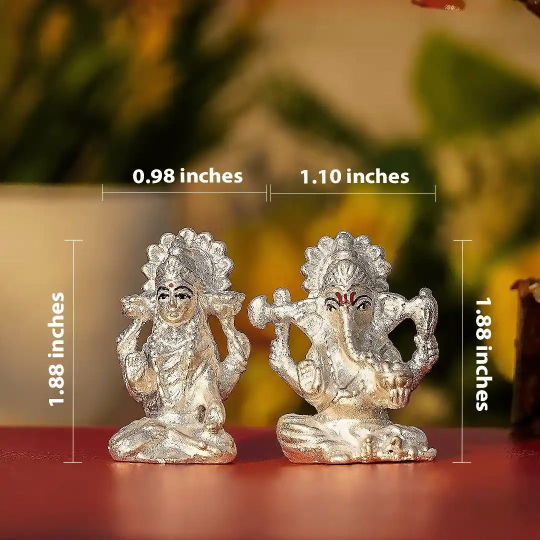 Silver Lakshmi Ganesh Idol Set – Prosperity | Wisdom | Auspicious Beginnings