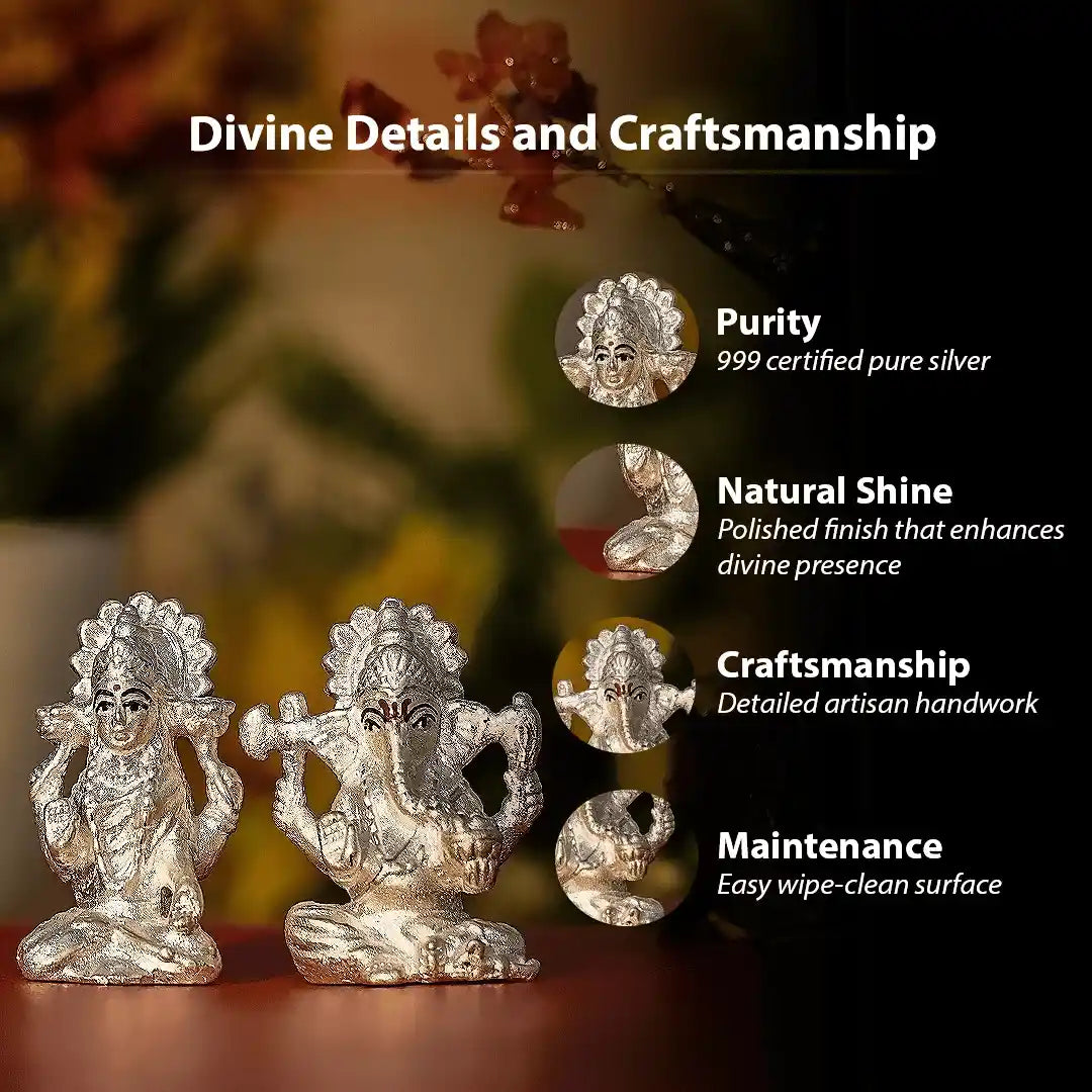 Silver Lakshmi Ganesh Idol Set – Prosperity | Wisdom | Auspicious Beginnings