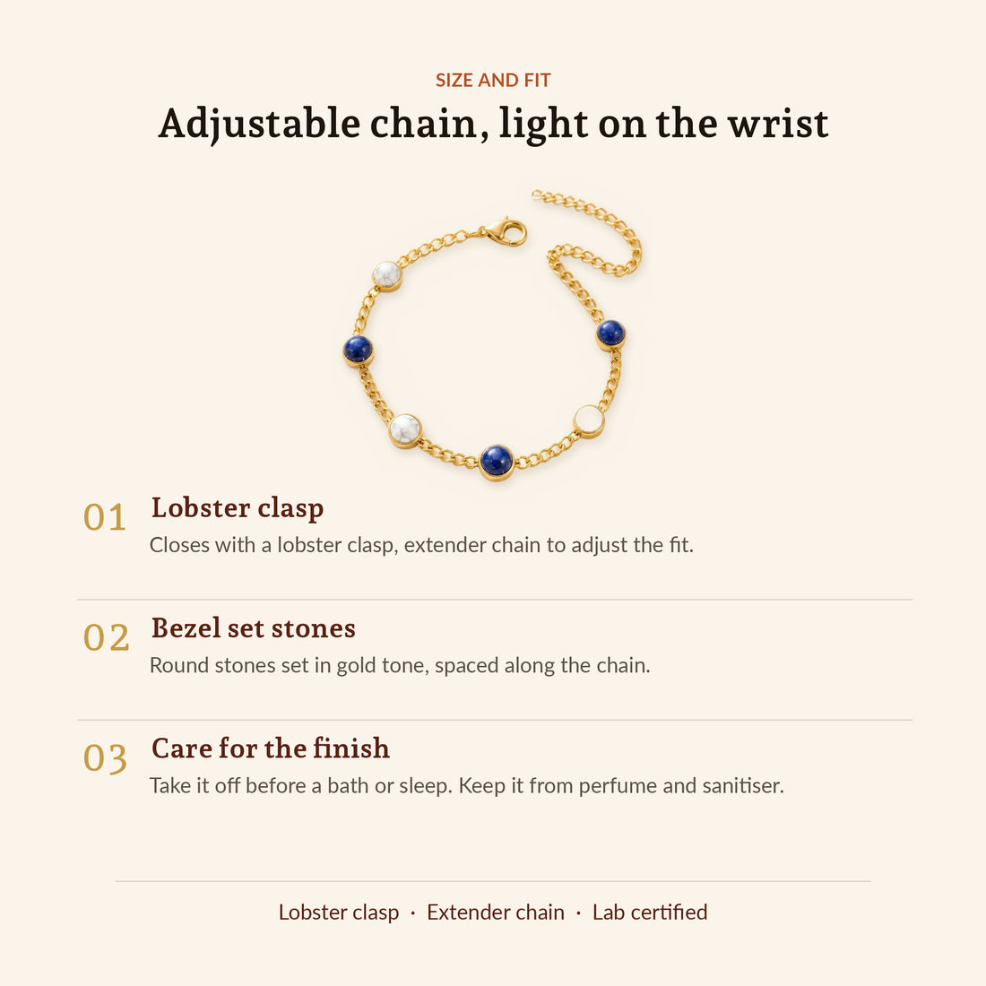 Libra Zodiac Bracelet for Women, size and fit