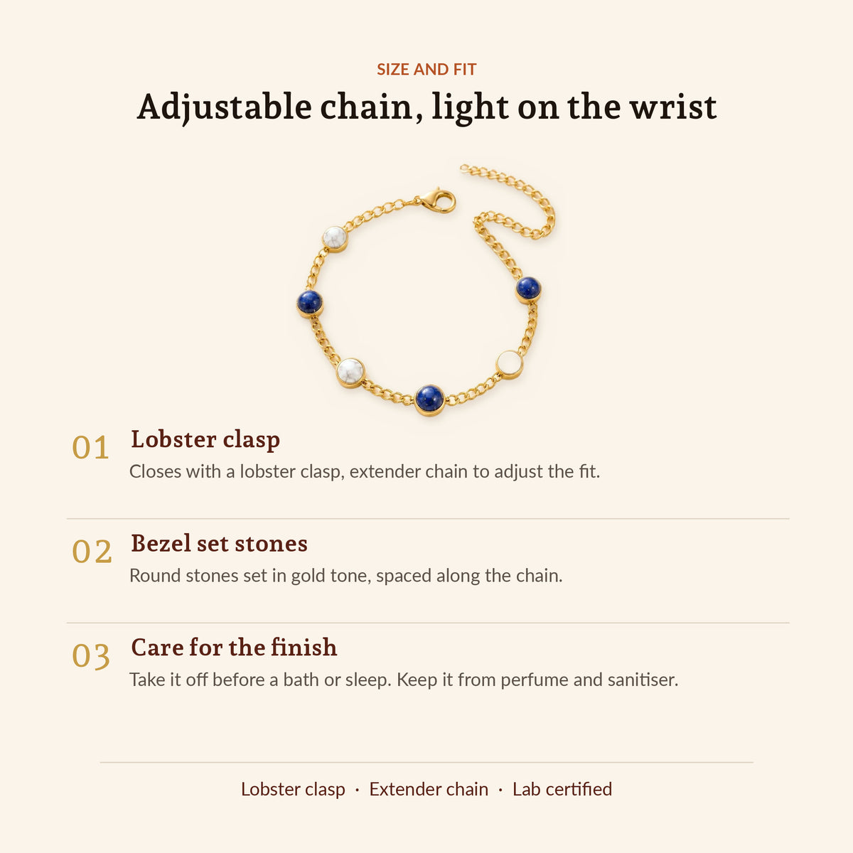 Libra Zodiac Bracelet for Women, size and fit