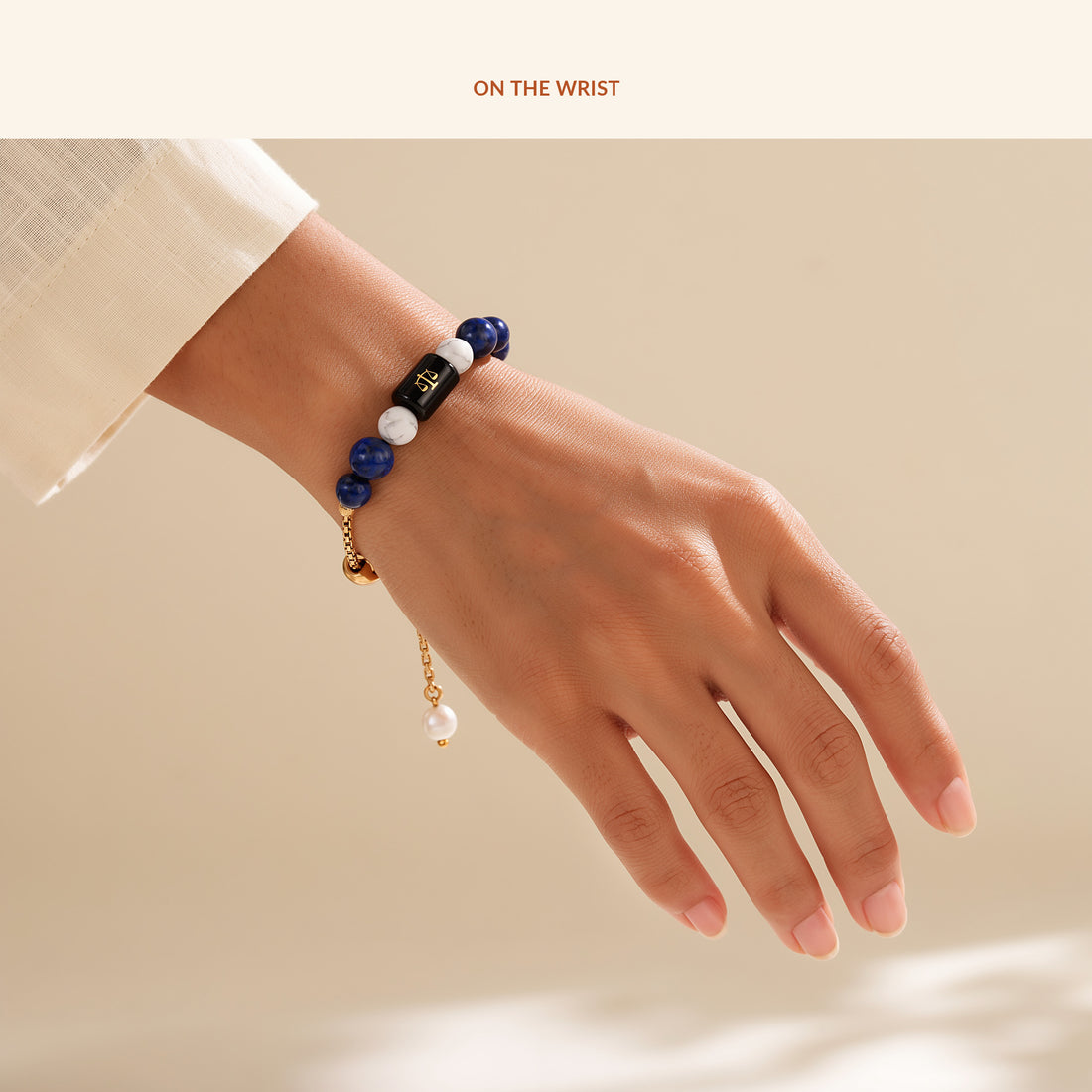 Libra Zodiac Slider Bracelet for Women, in use