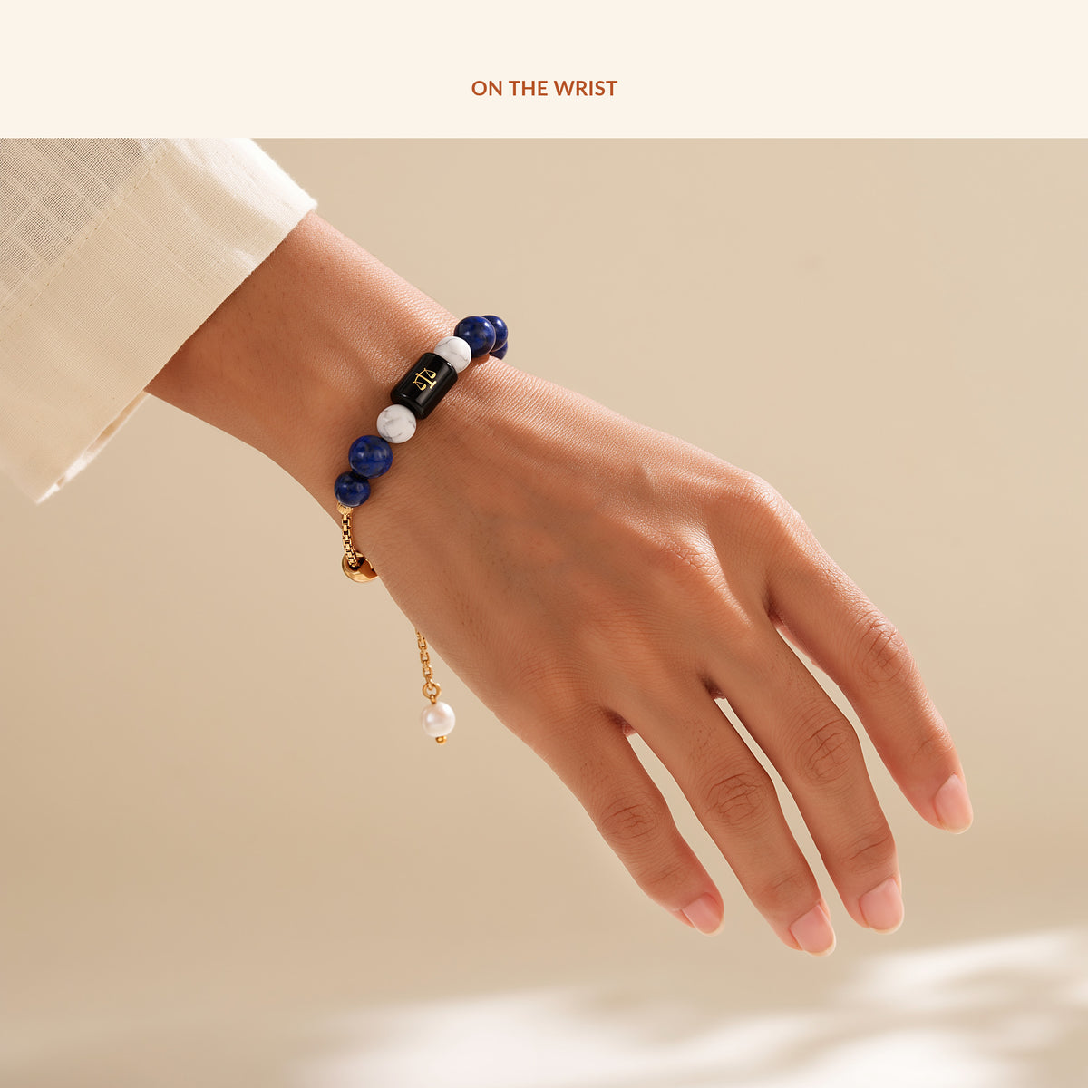 Libra Zodiac Slider Bracelet for Women, in use